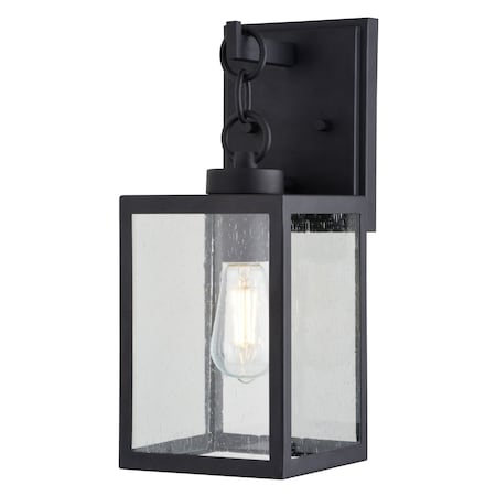Vaxcel Berkley Metal 1 Light Textured Black Transitional Outdoor Wall Lantern Clear Glass T0771